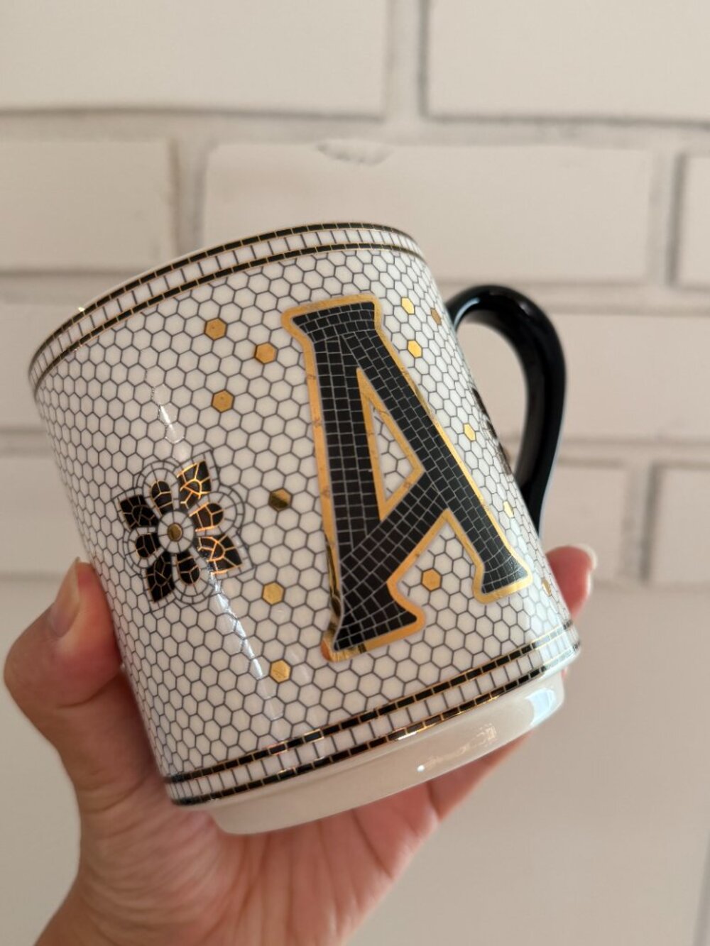 anthropologie | Bistro Tile Stoneware Mug: Monogram Edition A - Picture 7 of 7